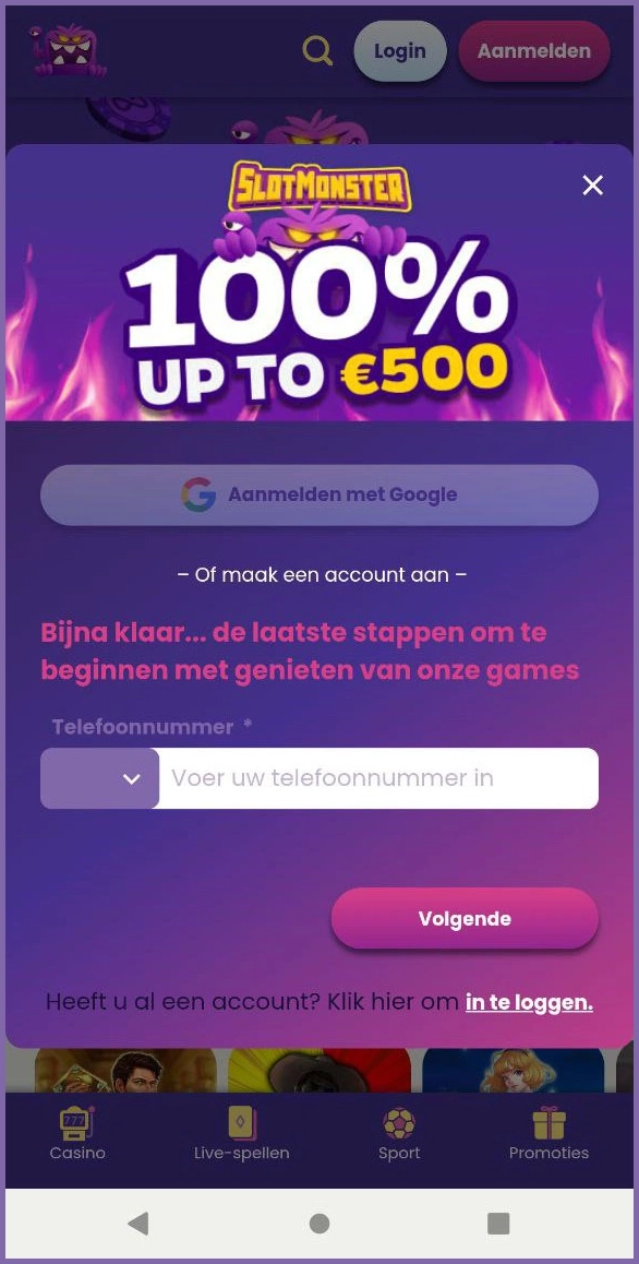 Direct registreren bij SlotMonster en beginnen met spelen