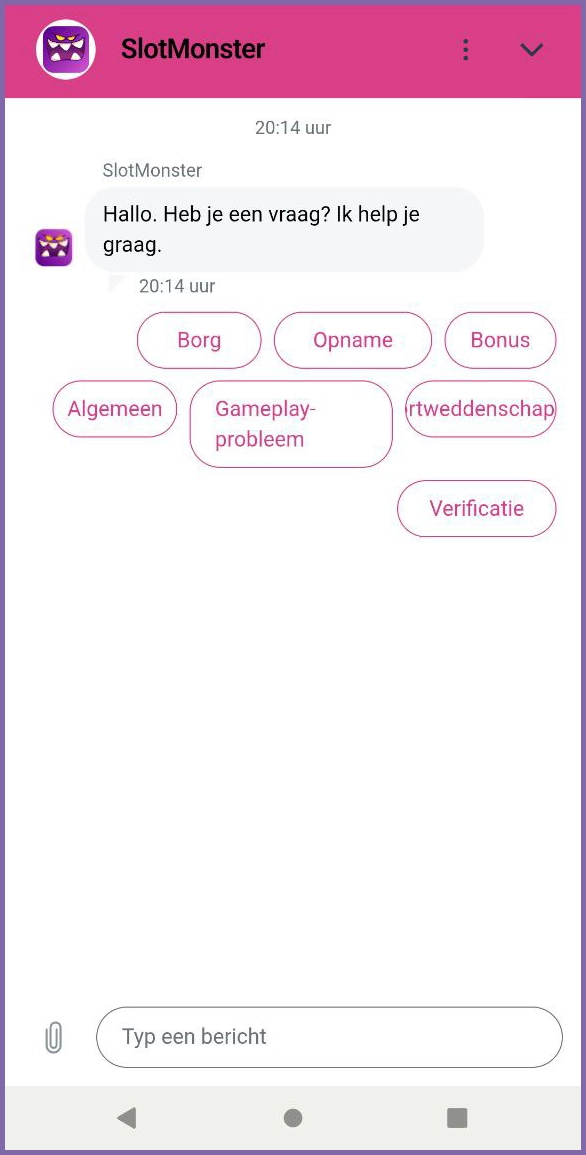 Live klantenservice via chatfunctie