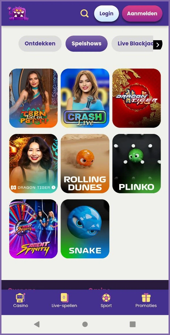 Beleef spannende game shows in het live casino van Slotmonster