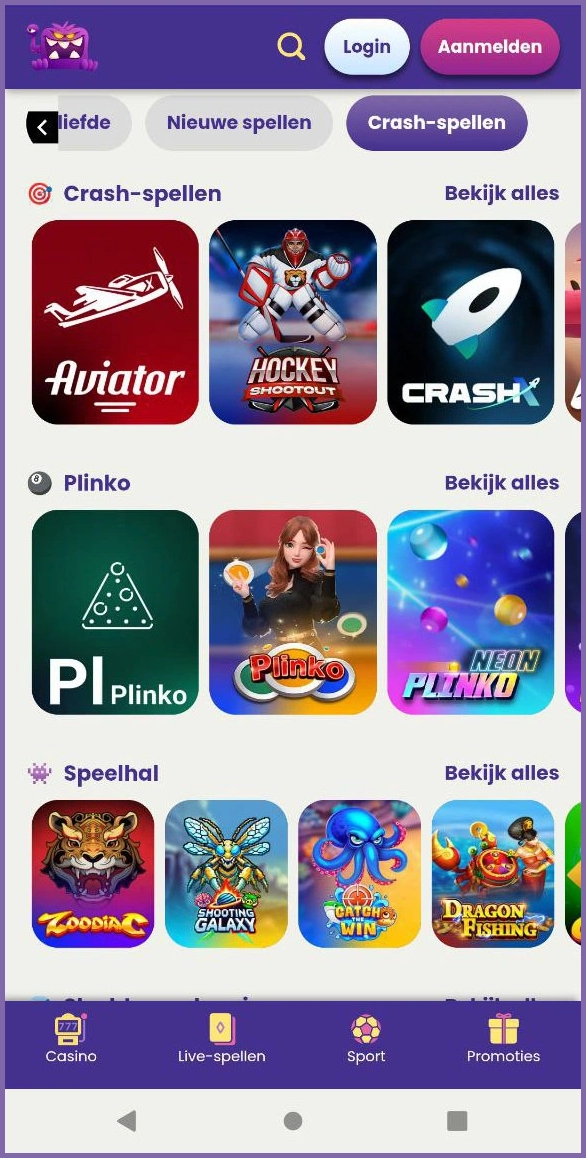 Snel speelplezier met mini-crashgames bij Slotmonster