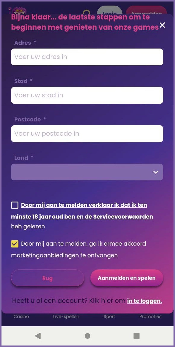 Nieuwe spelers kunnen eenvoudig een account aanmaken bij SlotMonster